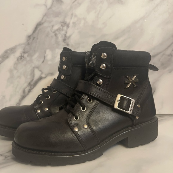 Xelement  Biker Boots Men’s size 10M Ultimate Lace Up Buckle Leather LU1469 main image 11